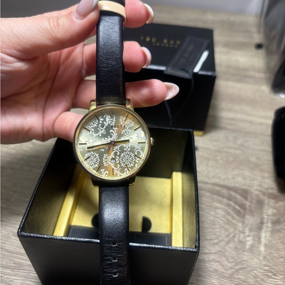 Ted Baker Black and Gold Floral Watch - Picture 6 of 10